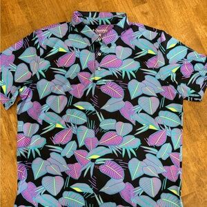 Chubbies Men's Leaf Print Shirt - Black, Purple, and Blue